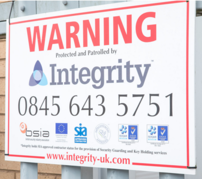 240 mobile security patrols warning signage