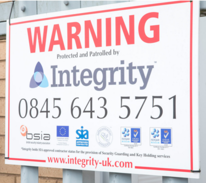 mobile security patrols warning signage